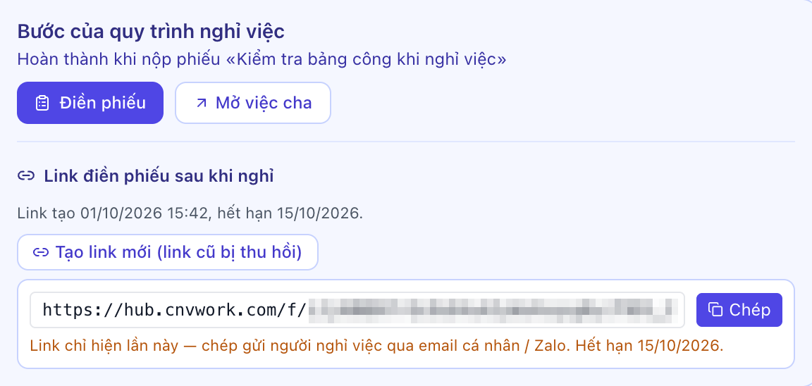 Link điền phiếu sau khi nghỉ
