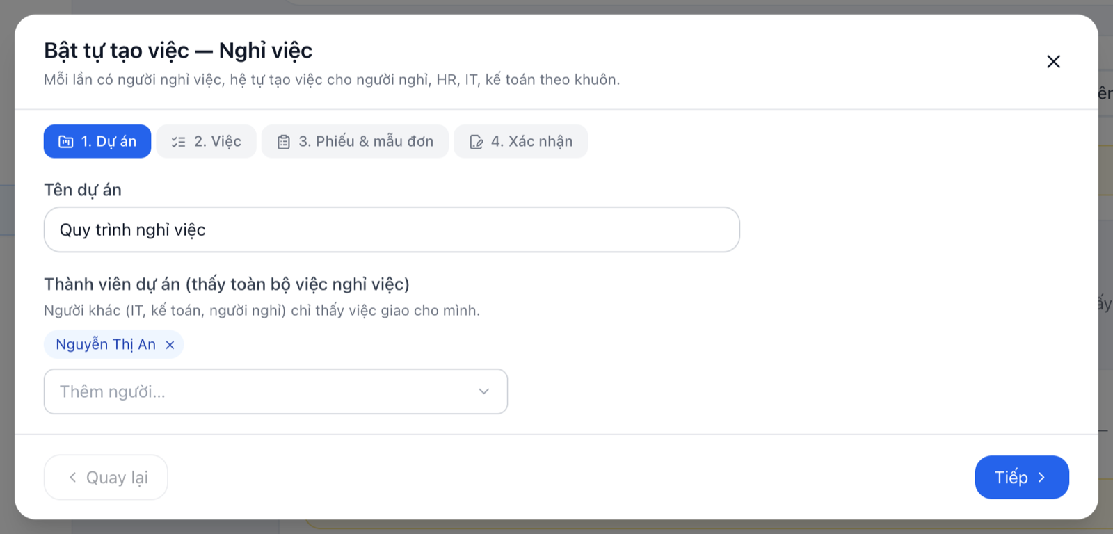 Bước 1 Dự án