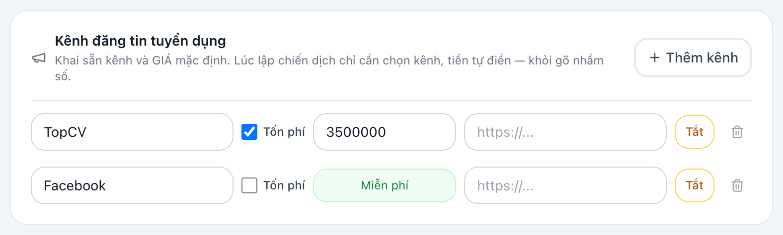 Kênh đăng tin tuyển dụng