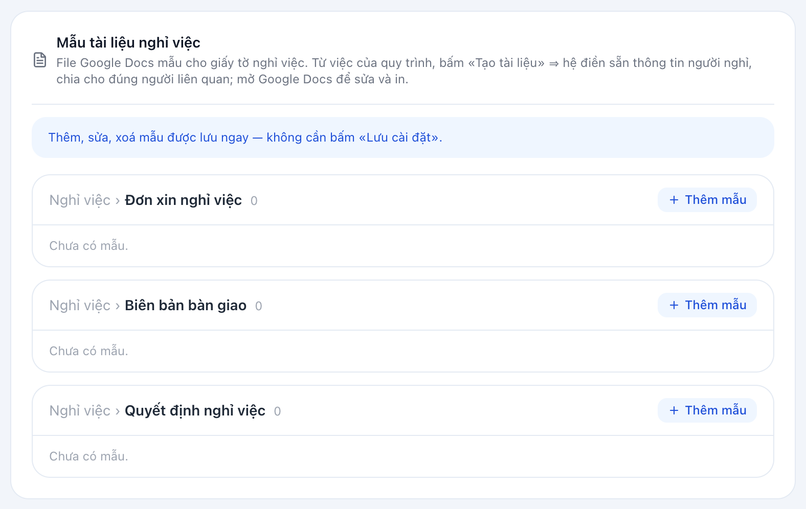 Mẫu tài liệu nghỉ việc