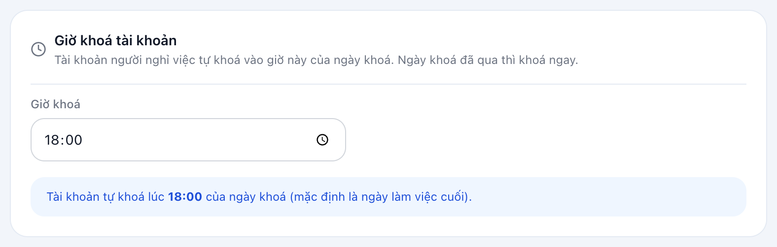 Giờ khoá tài khoản