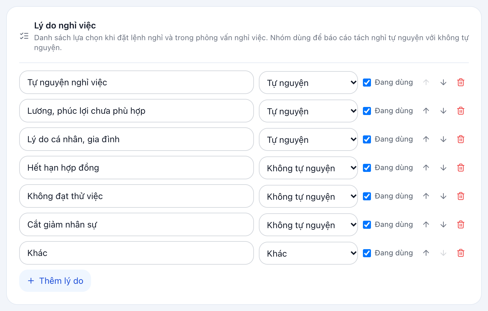 Lý do nghỉ việc